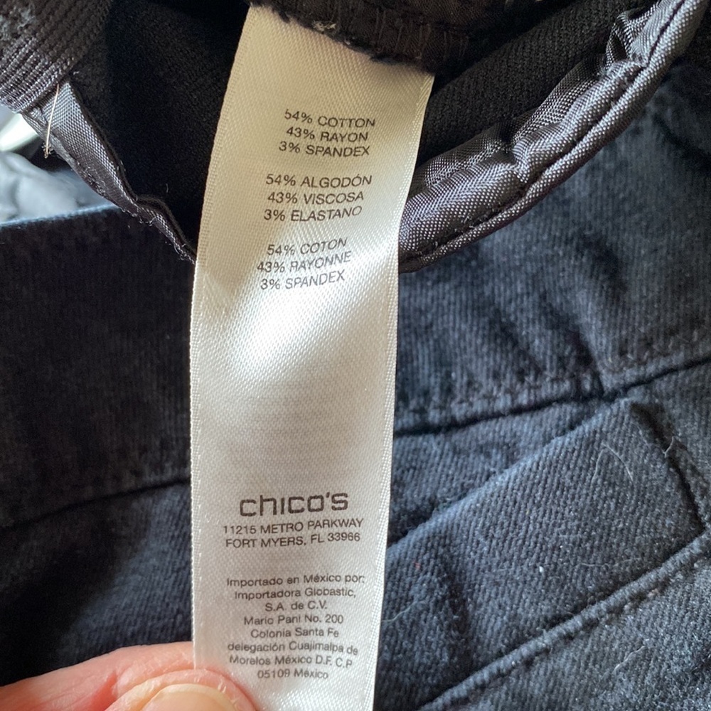 Chico’s So Slimming women’s black cotton rayon spandex pants career office SZ 1 - Picture 9 of 9
